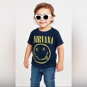 Nirvana vintage style burnout Kids Blue T-Shirt
